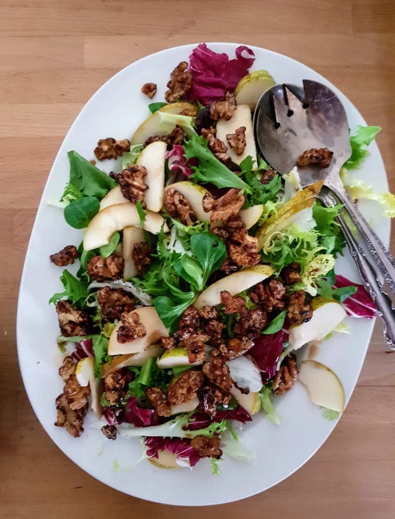 Seasonal eating – cold weather salads - pear and walnut salad